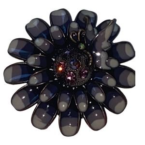 Flower Brooch with Butterfly Enamel & Stones